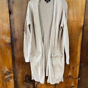 Nine West Beige Open-Front Cardigan Sweater